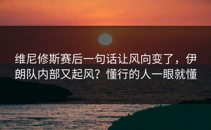 维尼修斯赛后一句话让风向变了，伊朗队内部又起风？懂行的人一眼就懂