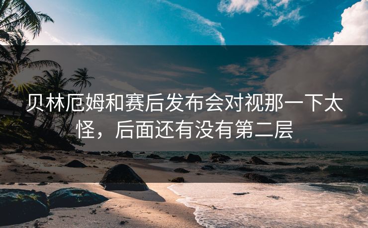 贝林厄姆和赛后发布会对视那一下太怪，后面还有没有第二层