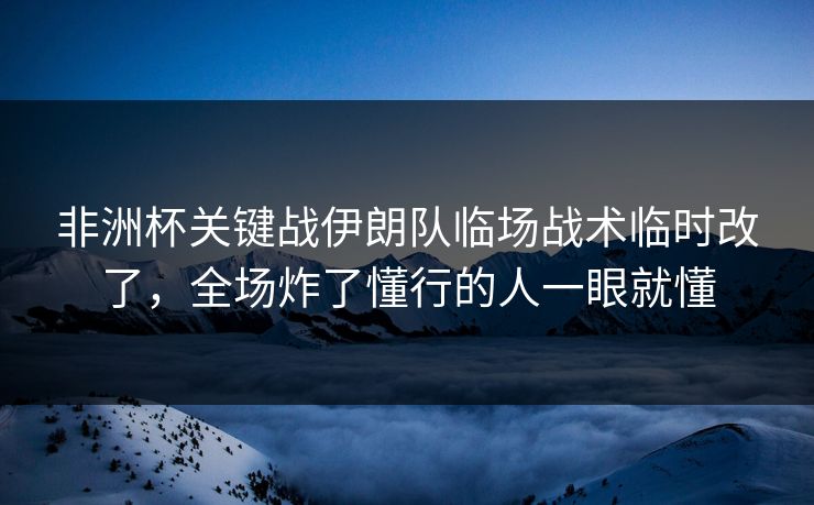 非洲杯关键战伊朗队临场战术临时改了，全场炸了懂行的人一眼就懂