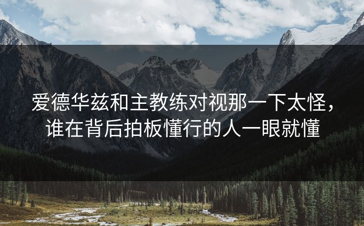爱德华兹和主教练对视那一下太怪，谁在背后拍板懂行的人一眼就懂