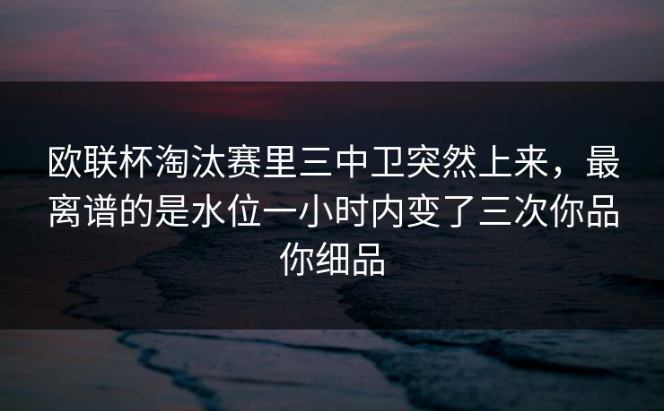 欧联杯淘汰赛里三中卫突然上来,最离谱的是水位一小时内变了三次你品你细品 欧联杯淘汰赛里三中卫突然上来,最离谱的是水位一小时内变了三次你品你细品